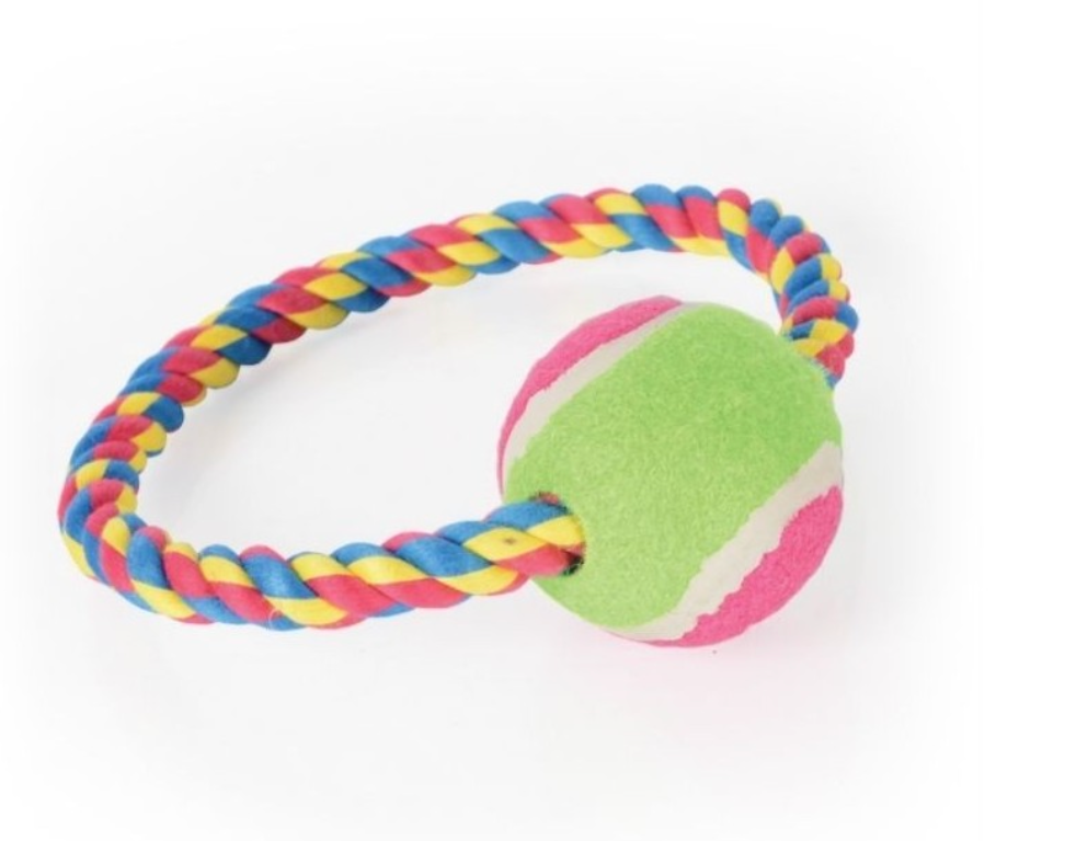 Žaislas šuniui žiedas su teniso kamuoliu
