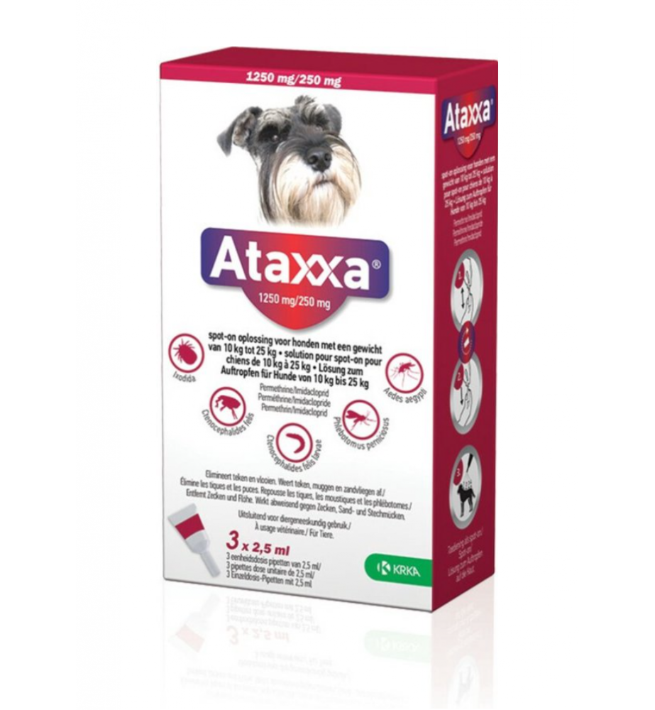 ATAXXA lašai šunims nuo erkių, blusų ir uodų
