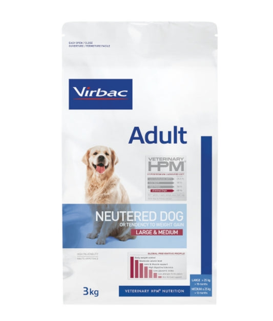 Virbac ADULT Neutered Dog LARGE & MEDIUM sausas maistas sterilizuotiems šunims 12kg