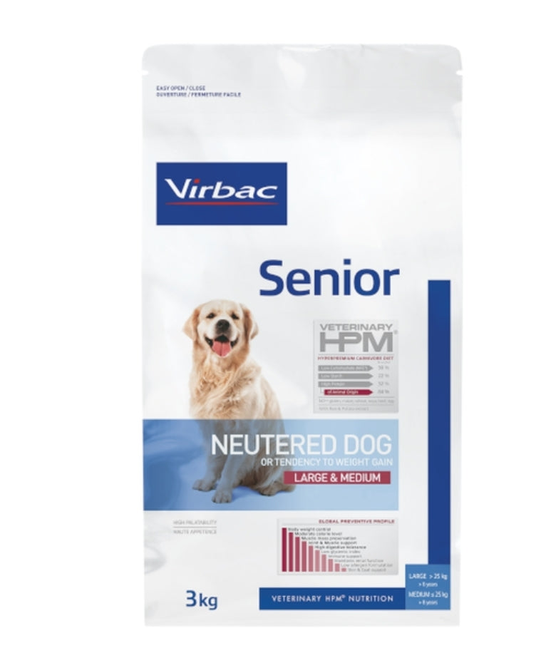 Virbac HPM Senior Neutered Dog Large & Medium sausas maistas senyviems sterilizuotiems šunims 12kg