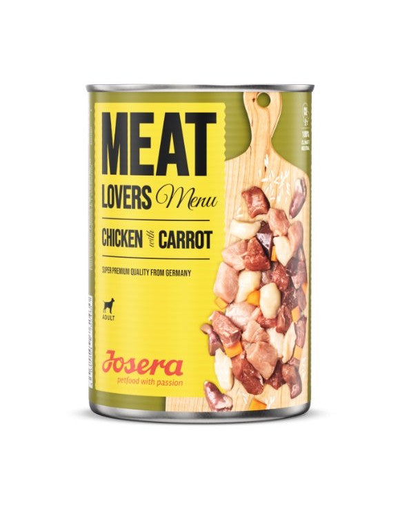 JOSERA MEATLOVERS Chicken and Carrots, šlapias maistas šunims su vištiena 400g